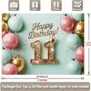 2D Happy 11th Birthday Backdrop Mint Green Pink Gold Balloon Party Background