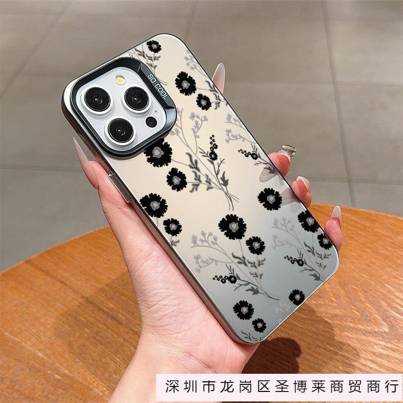 Новый цветочный IMD чехол для мобильного телефона Apple 16Pro нишевый iPhone15 цветной серебристый 13/12/11 арт 14