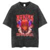 Japanese Anime Chainsaw Man Retro Washed T-shirt Men and Women Summer Harajuku Clothing Casual Round Neck Short Sleeved T-shirt