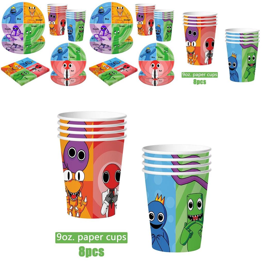 Набор для дня рождения Roblox Rainbow Friends: полный комплект с воздушными шарами, топпером для торта, баннером и многим другим!