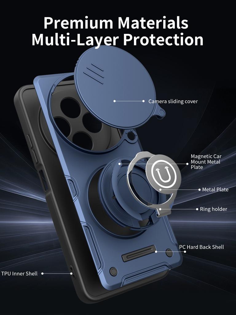 Для Xiaomi Redmi A4 14C 4G/Poco C75 360° градусов автомобильный держатель-кольцо с вращающимся магнитным кольцом Чехол для телефона Magsafe Защитная крышка