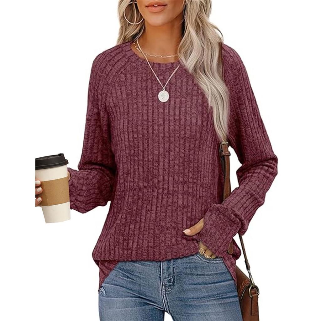 Sweatshirts For Women Long Sleeve Crewneck Pullover Casual Solid Tunic Tops With Thumb Hole