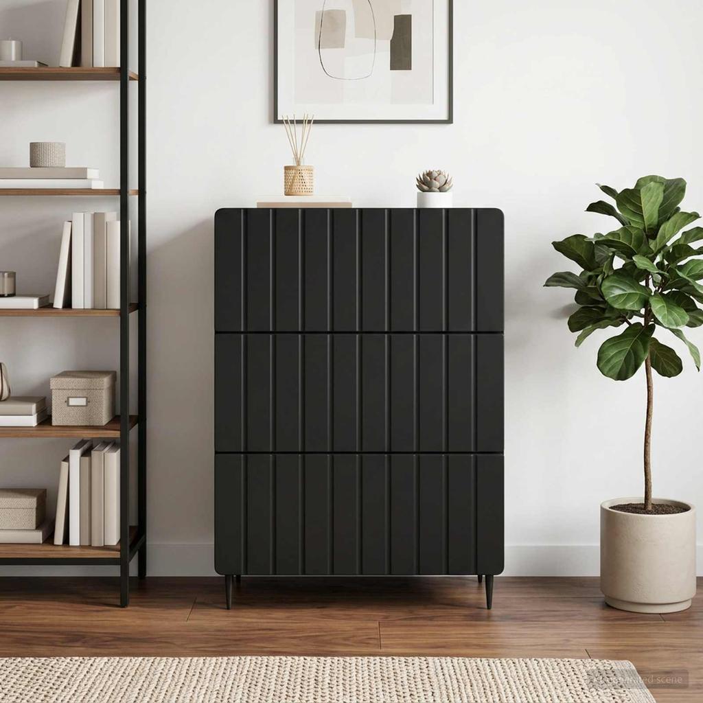 Drawer Cabinet Black 66 x 34.5 x 92 cm Particleboard
