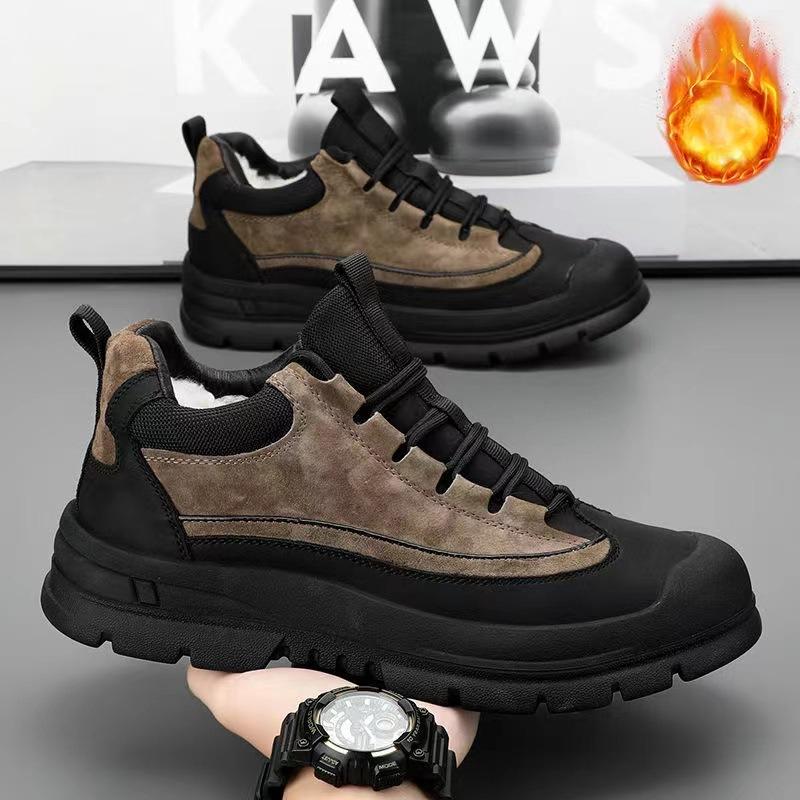 Мужские зимние сноубутсы с плюшевой подкладкой, высокие хлопковые ботинки, уличные водонепроницаемые и противоскользящие рабочие ботинки, ботинки Мартин