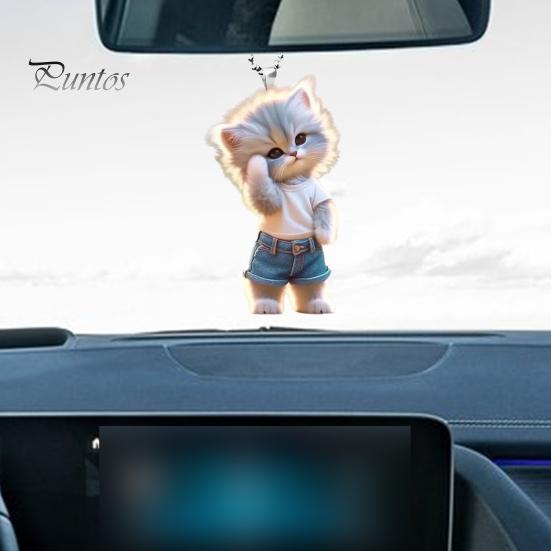 Мультяшный кот подвесное украшение для дома комнатная рождественская елка зеркало заднего вида автомобиля 2D плоский акриловый котенок человек подвесное украшение животное кулон