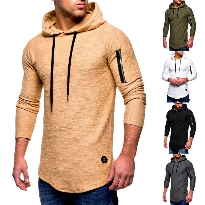 Мужская толстовка Slim Fit для спортзала со шнурком и молнией на рукаве для максимального стиля