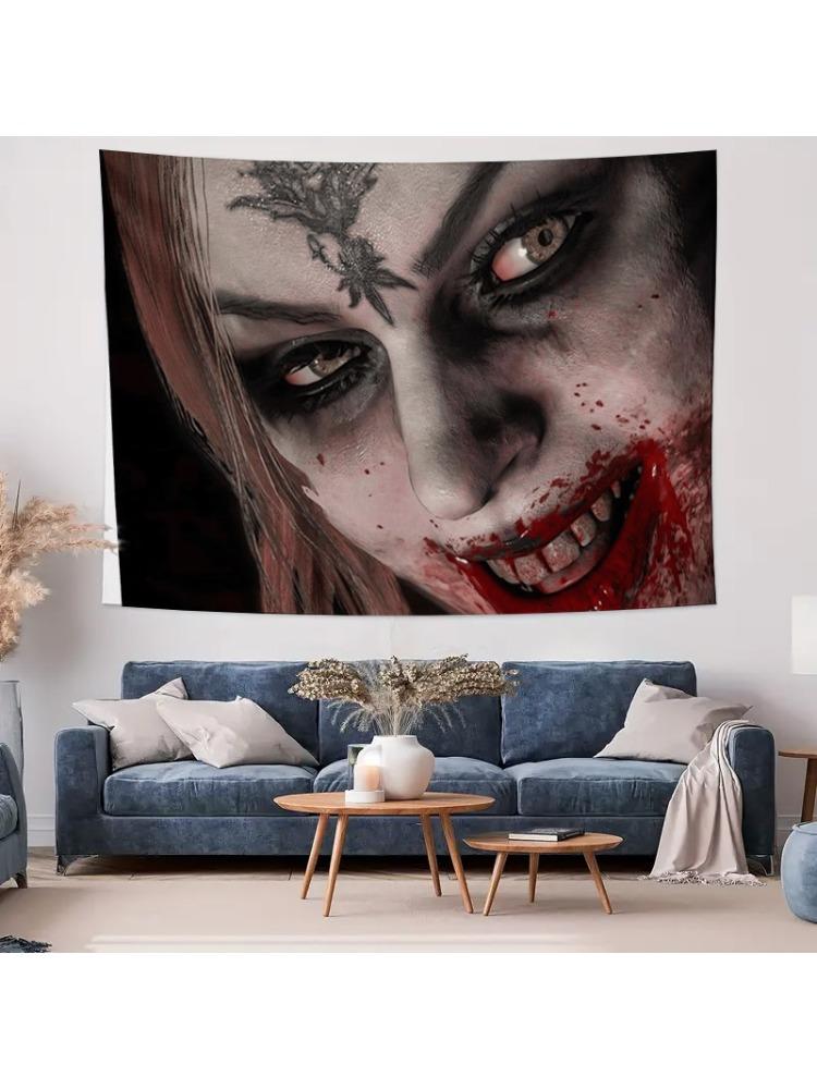 Horror Style Decorative Wall Hanging Witch Theme Tapestry with Detailed Design