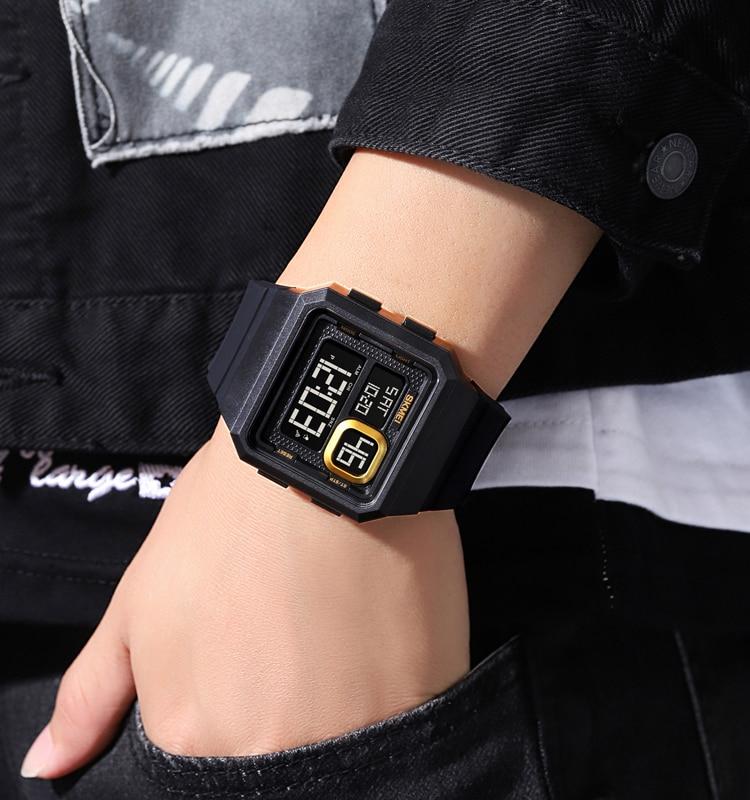 Skmei Уличные военные спортивные часы, мужские цифровые наручные часы с обратным отсчетом и светодиодной подсветкой, 5 бар, водонепроницаемый будильник, reloj hombre