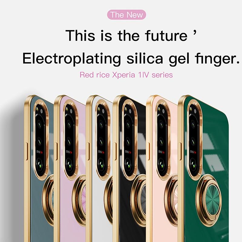 Роскошный силиконовый чехол-держатель с магнитным кольцом для Sony Xperia 1 5 10 III IV V ACE II противоударный гальванический чехол