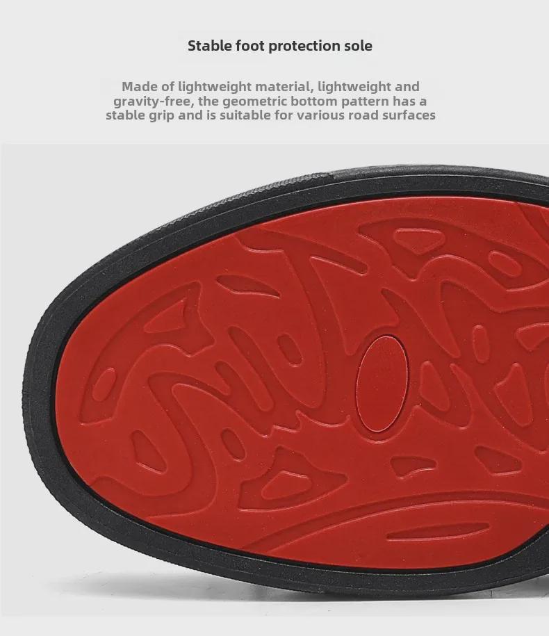 Men's Red Bottom Rivet Casual White Sneakers - Trendy Microfiber Leather Shoes