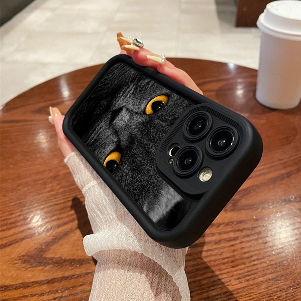 LZ3 Черный кот зеленые глаза силиконовый чехол для телефона Samsung A15 A35 S24 S23 Ultra S22 S21 Plus S20 FE A05 A06 A54 A55 A53 A14 M15 противоударный задний чехол