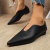 Fashion Pointed Toe Retro Woman Shoes Casual Female Sneakers Oxfords Shallow Mouth Flats Slip-on Low Heels Leather Dress Slip On Comfort