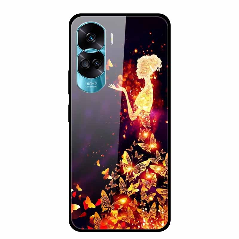 Чехол для Honor 90 Lite Honor90 Pro 5G Волк Кошки Закаленное Стекло Жесткие Чехлы для HuaWei HONOR 90 Pro 90Lite Защитный Роскошный Capa