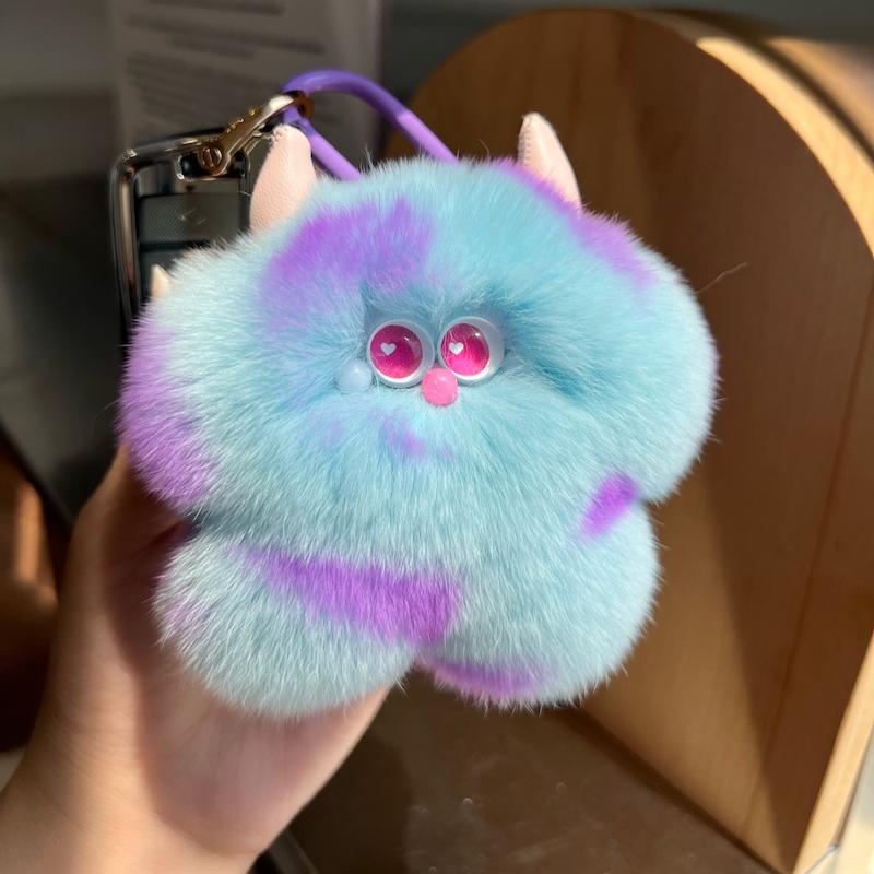 Милый брелок-подвеска для ключей от машины из меха кролика рекс, теленка, плюшевая кукла, подвеска для сумки, подарок