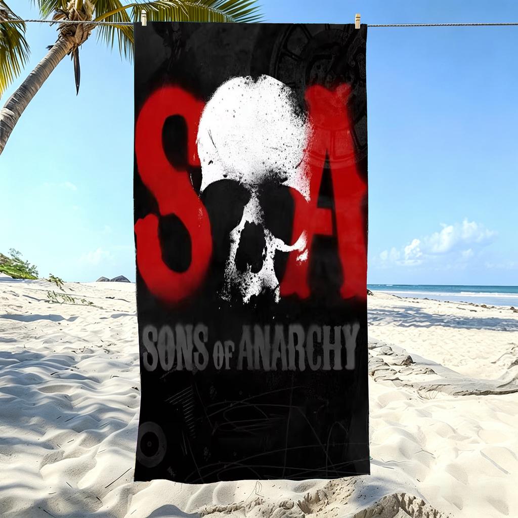S-Sons of Anarchy SA Beach Towel Microfiber Quick Dry Motorcycle Drama Bath Towel For Pool Beach Travel Biker Series Fans Gift