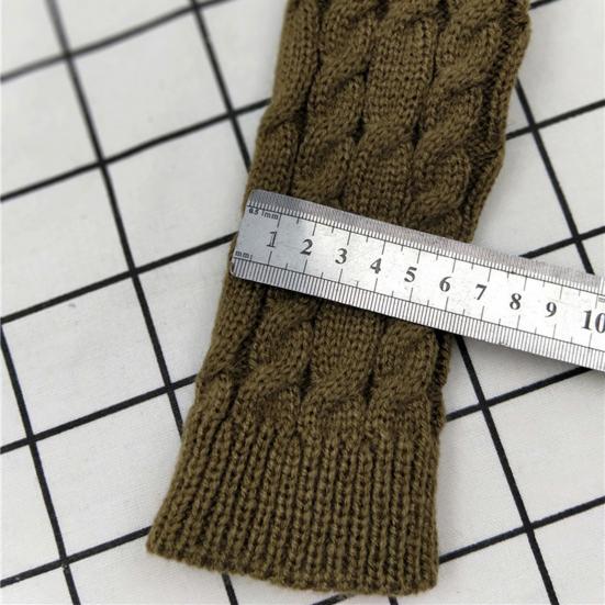 1 Pair Women Winter Gloves Crochet Knitting Mittens Warm Half Fingers Solid Color Elastic Anti-slip Gloves Twist Pattern Women