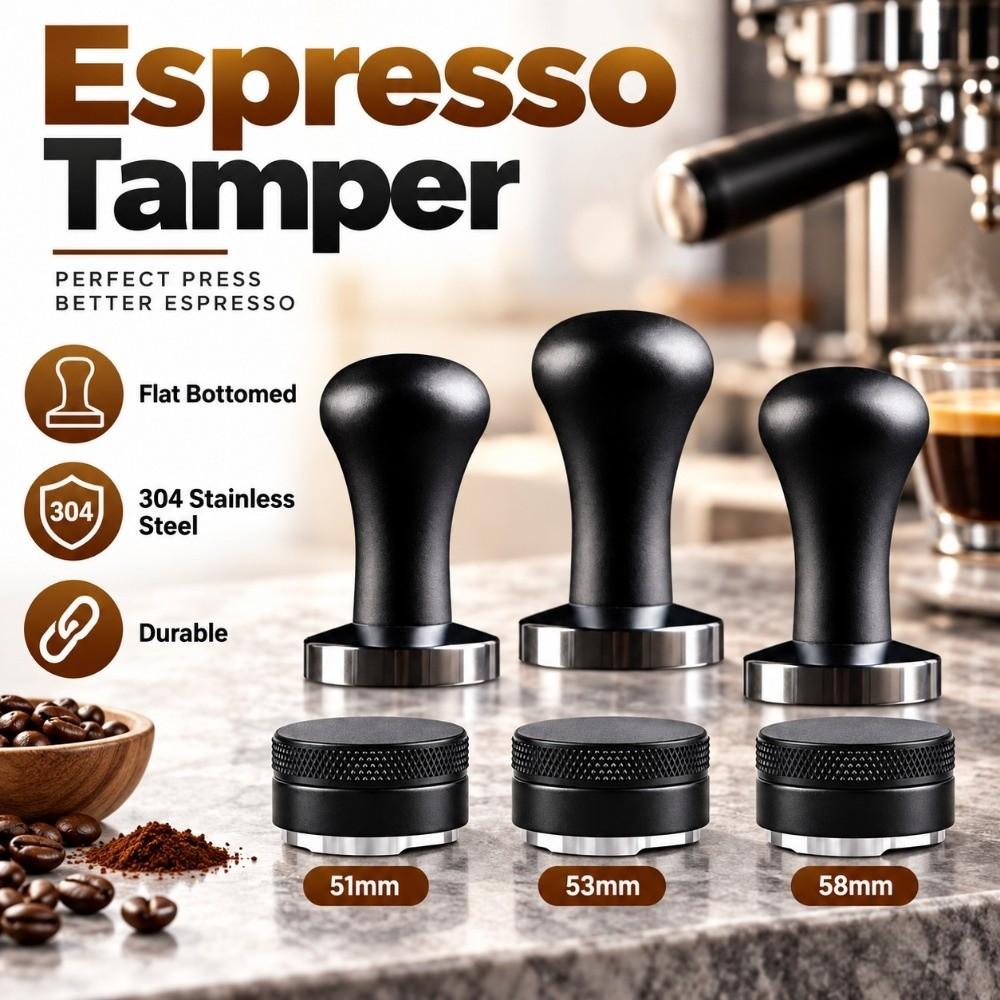 51/53/58mm Coffee Tamper Flat Bottomed Constant Pressure Tamper Espresso Tamper Coffee Barista