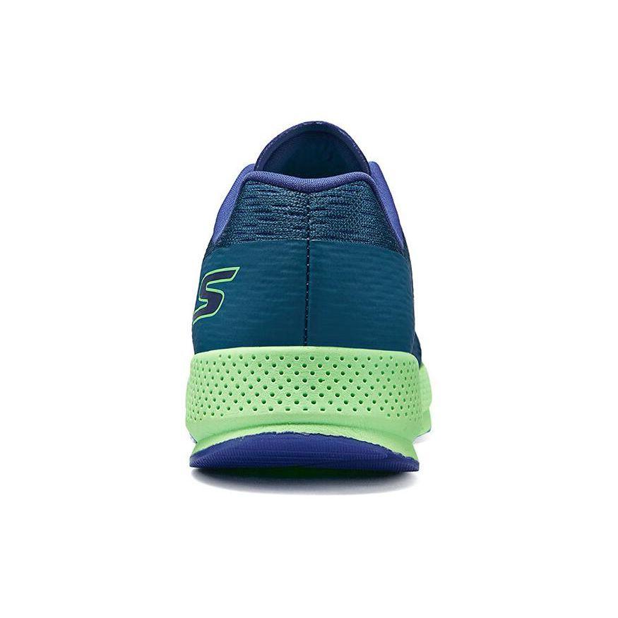 Skechers Удобные Амортизирующие Прочные Низкие Беговые Кроссовки Мужские Кеды Сине-Зеленые 246050-BLGR
