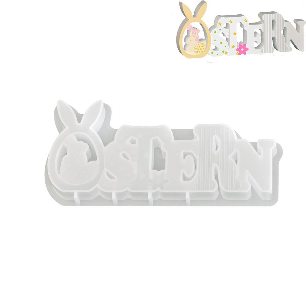 Non-Stick Easter Letter Ornament Flexible Bunny Egg Mold Rabbit Cement Mold  Holiday Ornament