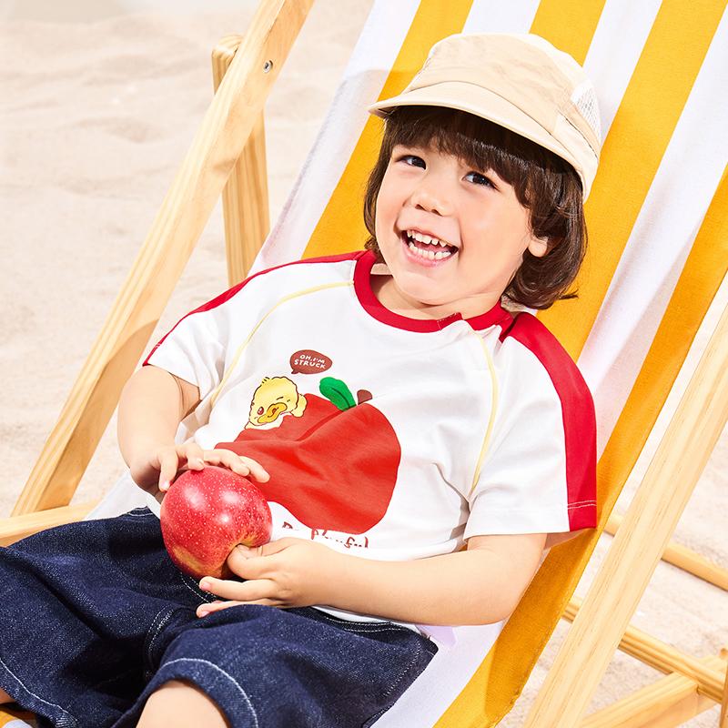 B. Duck Yellow Duck Children's Clothing 2026 Summer New Printed Top Versatile Short T-shirt for Boys and Girls