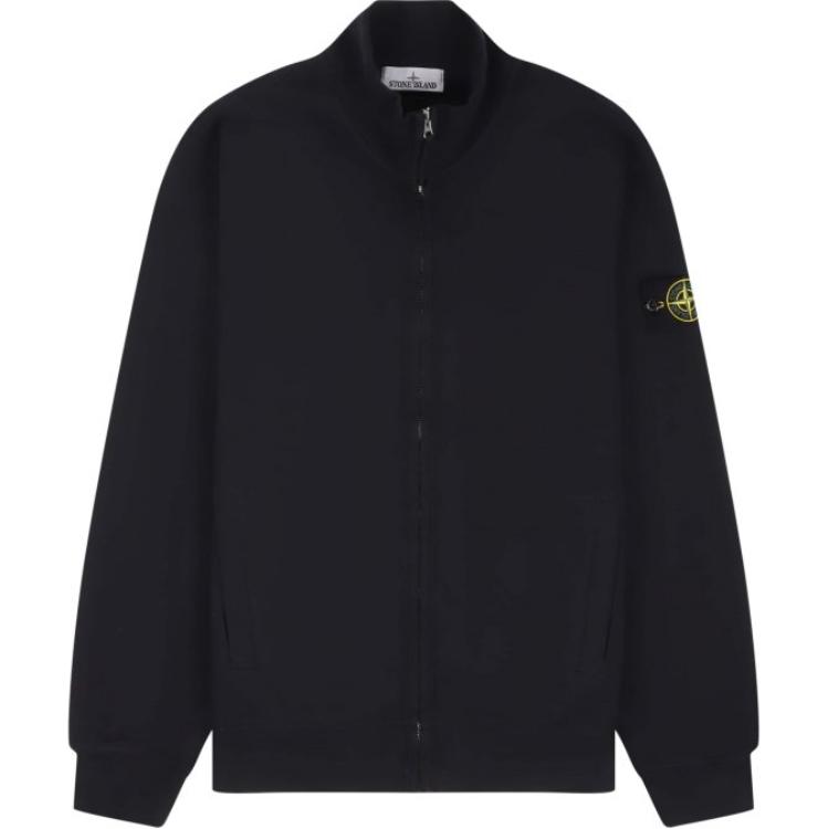 STONE ISLAND Однотонная куртка с молнией на воротнике и длинными рукавами, мужская, темно-синяя 811560720-V0020