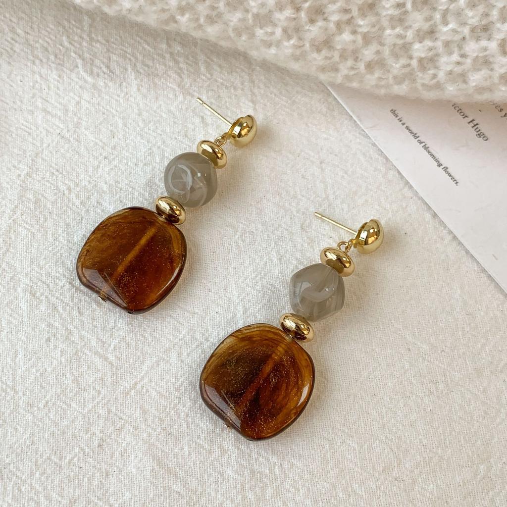 French Retro Acrylic Dyeing Irregular Geometric Dangle Earrings Temperament Earring Jewelry For Women Daily Accessories