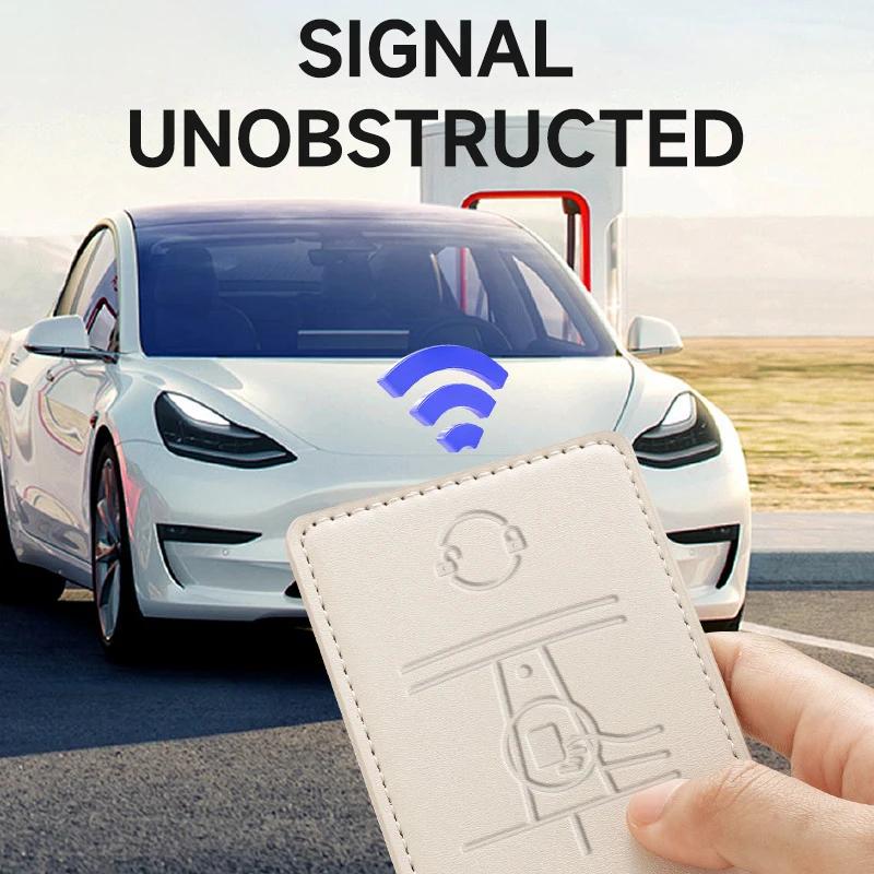 Автомобильная наклейка 2025 Новый кожаный чехол-брелок для ключа-карты NFC Tesla, защитный корпус-сумка для Tesla Model 3 Model Y