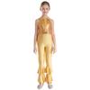 Kids Girls Unitards Bodysuit Sleeveless Tiered Bell-bottom Pants Style Dance Gymnastic Leotard Jumpsuit