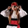 5Pcs Pirate Costume Accessories Captain Pirate Outfits Pirate Bandana Head Scarf Sash Necklace Earrings Eye Patches Set