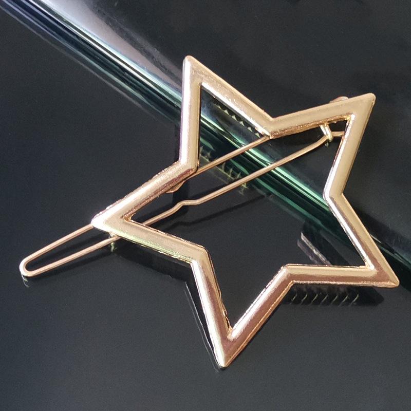 Simple Creative Metal Hair Clip Women Fashion Elegant Geometric Hairpins Round Star Hairgrip Barrette Headwear Hair Accessories