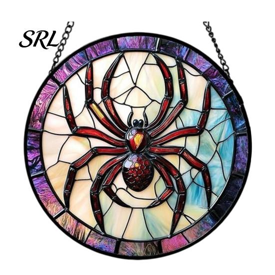 Horror Party Atmosphere Supplies Retro Halloween Pendant, Ghost/Bat/Spider Web/Pumpkin Head Print, Acrylic Disc Wall Decor Vintage Hanging Ornament