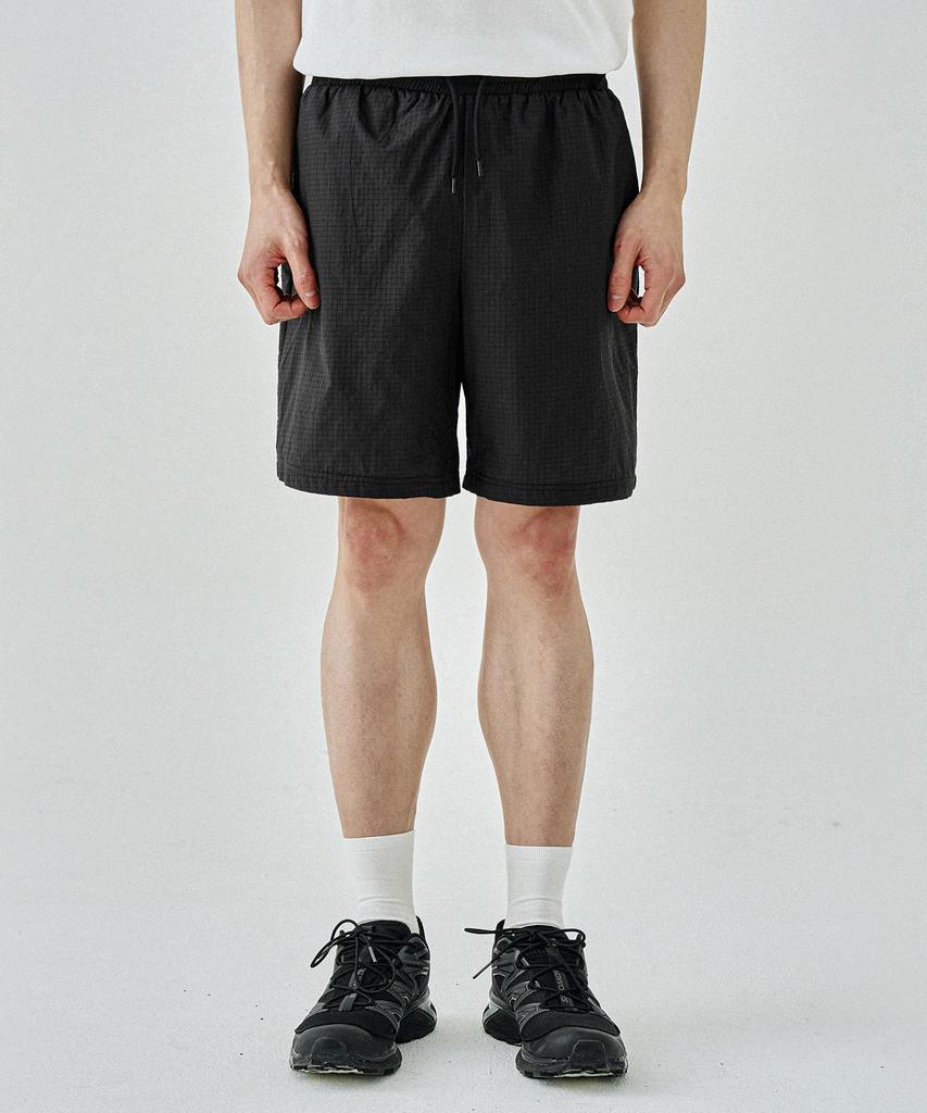 COSTUME O’CLOCK Lightcell Ripstop Elastic Waist Wide Nylon Pants Shorts Black Coospt239Black