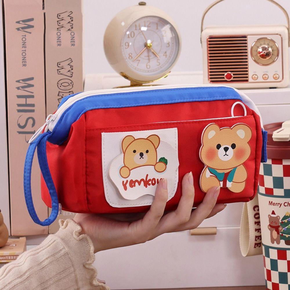 Cute Design Student Pencil Case Large Size School Stationery Bag Bear Pencil Case Daily Use