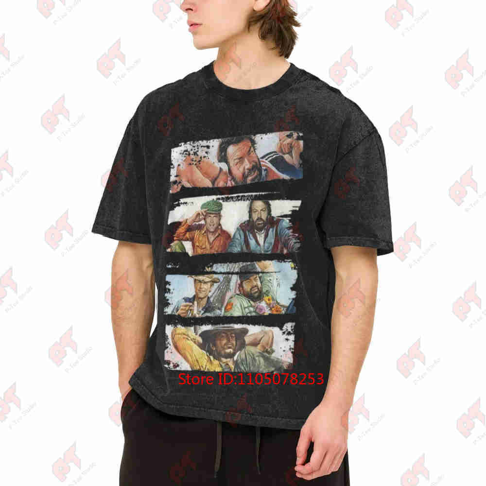 Bud Spencer Western Action Hero Vintage Washed Tee Pure Cotton T-Shirt