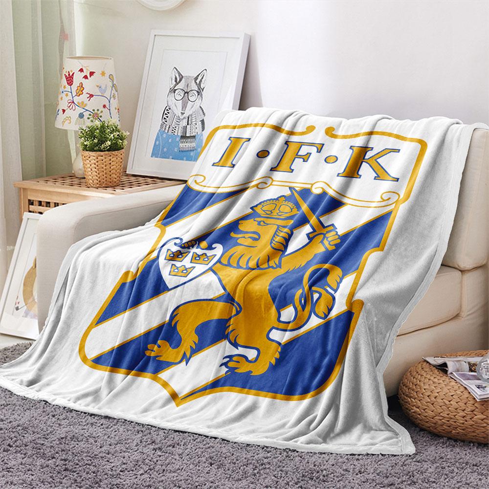 IFK Goteborg Printed Flannel Blanket, soft throw for bedroom sofa, washable,soccer fan merchandise, great gift.