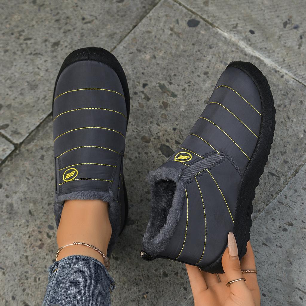 Очень теплые зимние ботинки большого размера 48 - Нескользящая толстая подошва, Зимние ботинки с круглым носком, Минималистичный дизайн однотонного цвета для походных ботинок для улицы