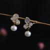 Natural Pearls The Butterfly Zircon Chic  Earrings Accessories