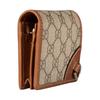 Gucci GG Emblem series snap closure coated canvas wallet mini unisex couple model beige with dark brown
