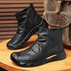 Men's Fashionable Wear-Resistant Black Velvet Martin Boots - Non-Slip, Comfortable Leather for Autumn & Winter