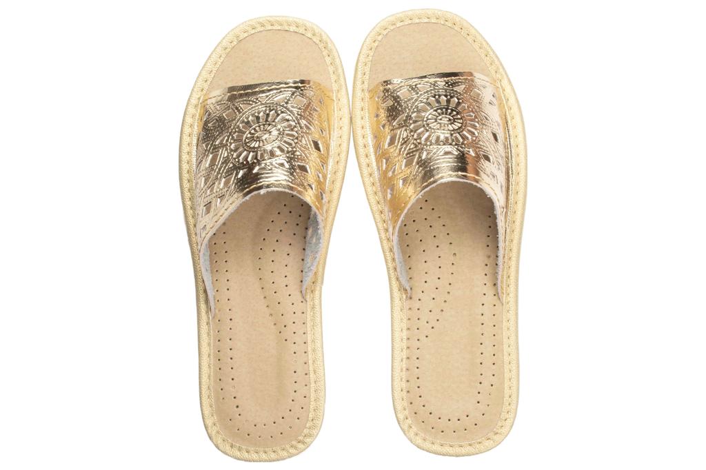 Gold women's slippers "Rozeta", comfortable women's slippers 40