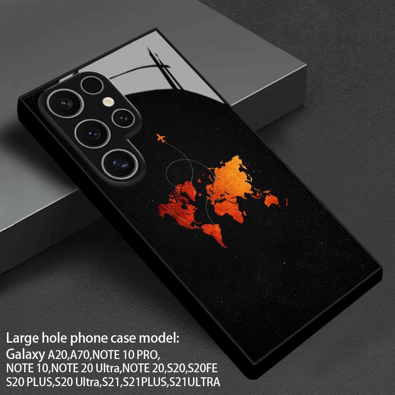 Чехол для телефона 2D с рисунком мировых путешествий, подходит для Samsung Galaxy S26 S25 S24 S23 S22 S21 S20 A56, защитный чехол из закаленного стекла