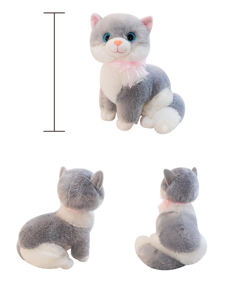 Реалистичная Мяукающая Музыкальная Плюшевая Кошка - Лежащий Котёнок Кукла Подарок на День Рождения