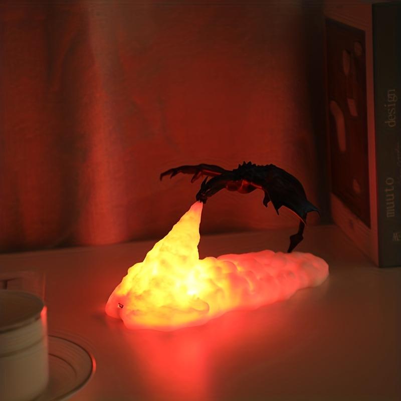 1 Изысканная лампа Огненный дракон - ночник в виде вулкана, напечатанный на 3D-принтере, со светящимся эффектом - цветная настольная лампа для спальни, офиса и кабинета