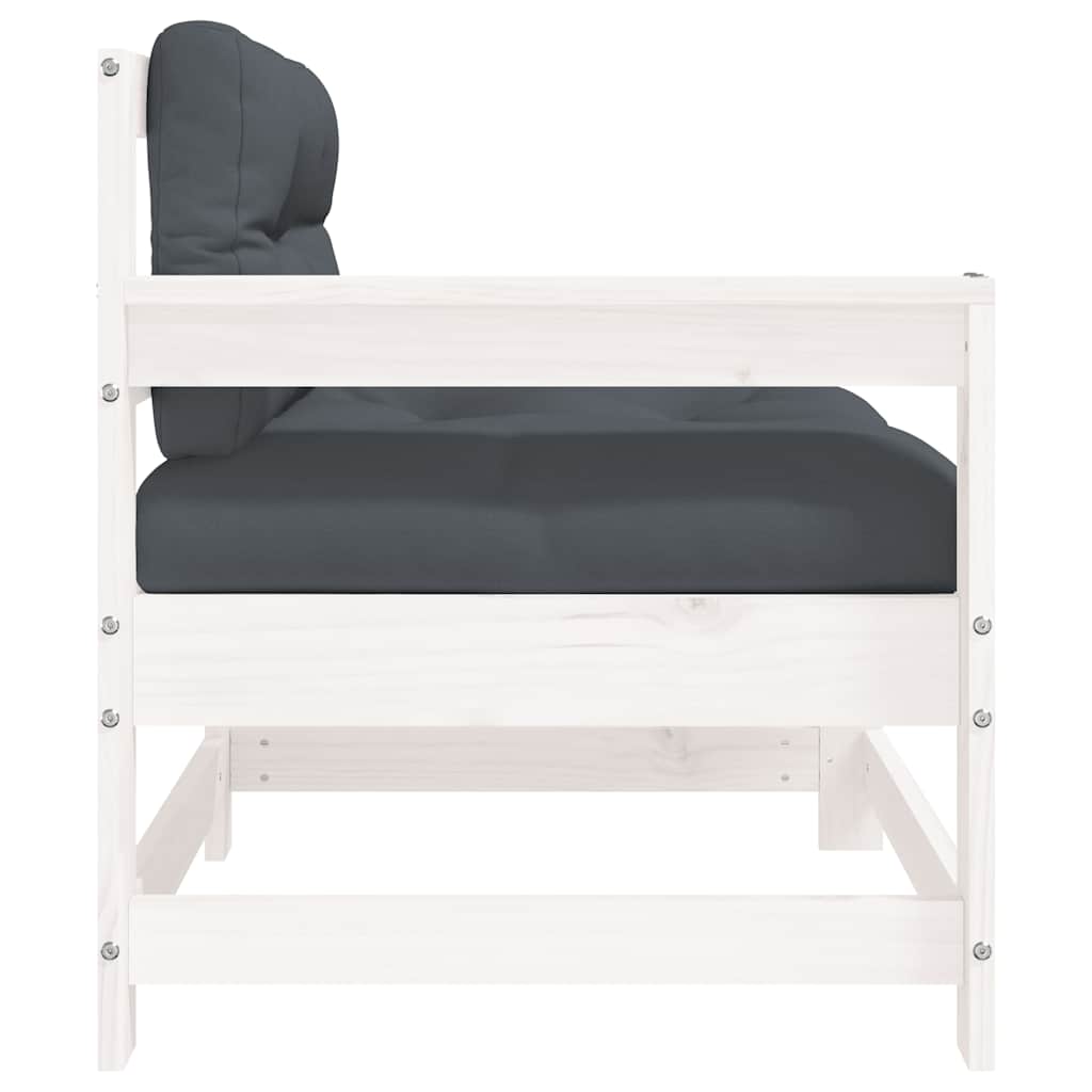 Garden Chair with Cushions White Solid Pine Wood
