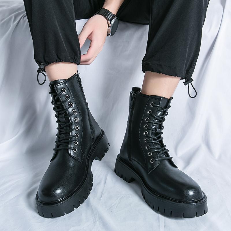 Мужские высокие ботинки на толстой подошве. Модный и индивидуальный новый стиль. Повседневная мода, вечеринка, уличный отдых, мотоцикл, обувь для взрослых.