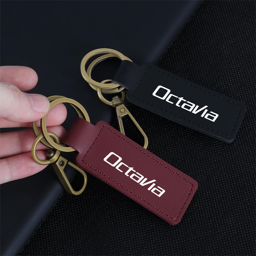 ZUKJ6 Car Dedicated KeyChain Ring Logo Key Pendant Accessories For Skoda Rapid Scala Kodiaq Fabia Kamiq Karoq Octavia A5 A7 S VII