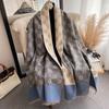 Simple Double Sided Flower Scarf Imitation Cashmere Fringe Shawl Autumn Winter Coldproof Windproof Large Scarf