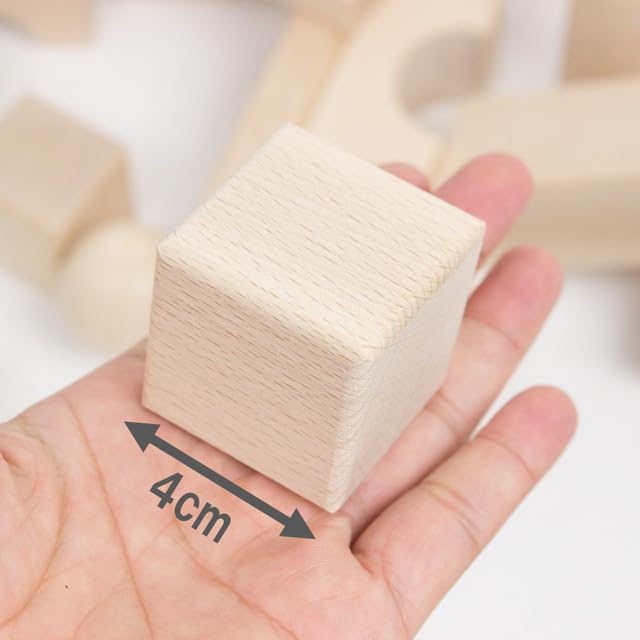 Grandpapa Original Japanese-Made Building Block Set, 22 Pieces (White Wood) with Storage Bag