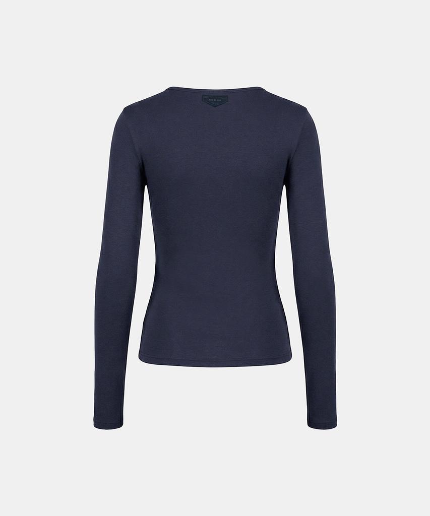 BADBLOOD Bs Хлопковый джерси Облегающая футболка-henley с длинным рукавом - Темно-синий