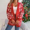 Vintage Christmas Knitwear Cardigan Loose V Neck Sweater Long Sleeve Top Winter Autumn Print Fashion